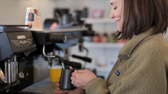 Jonah's trader making coffee