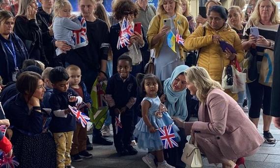 Countess of Wessex talking to young girl
