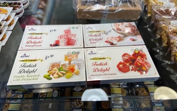 Boxes of Turkish Delight at Y and S Sweets and Nuts