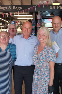 Steve Roberts leaving, With Liveseys, Fresh and Fruity, Stephen Gerrity and David from Sheridans Bags and Bags