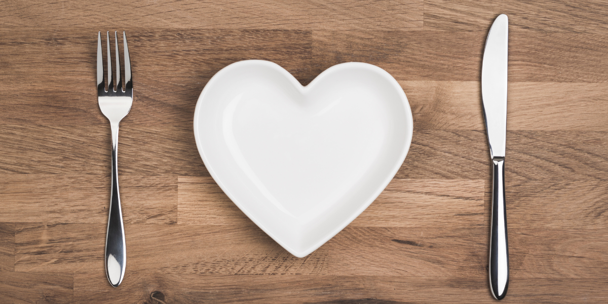 Heart shaped plate with knife and fork Heart shaped plate with knife and fork
