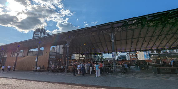 People under the Victorian canopy
