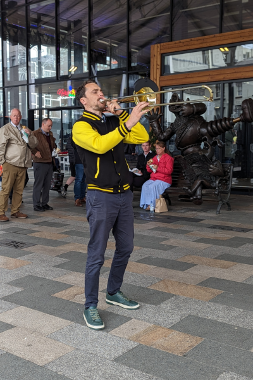 Little Brass musician playing the trombone