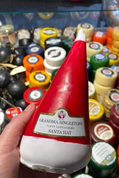 Grandma Singletons Tasty Lancashire Santa Hat cheese