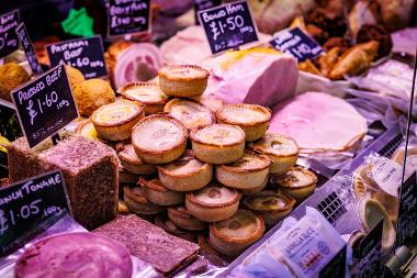 Pork pies and meat assortment at Arthur Strands