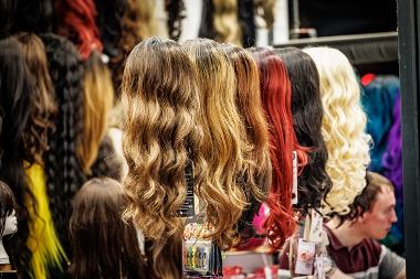 Row of wigs at Wise Buys Hair and Beauty