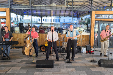 Band playing at Preston Markets